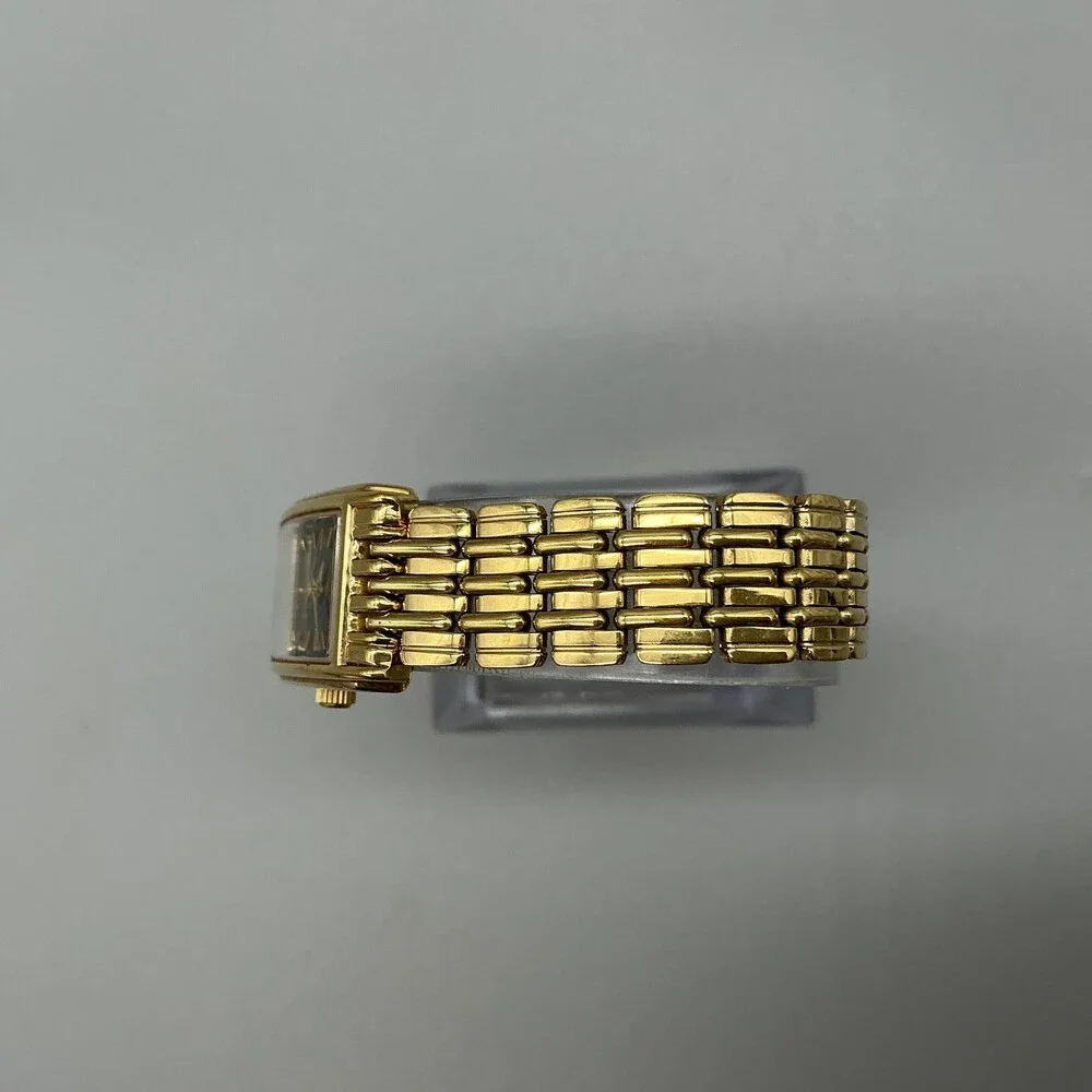 Armitron Diamond 26/5182 Womens Watch 17mm Black Gold Tone New Battery 7.25